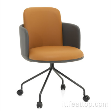 Sedia di divano alto con sedia in pelle per computer ruota